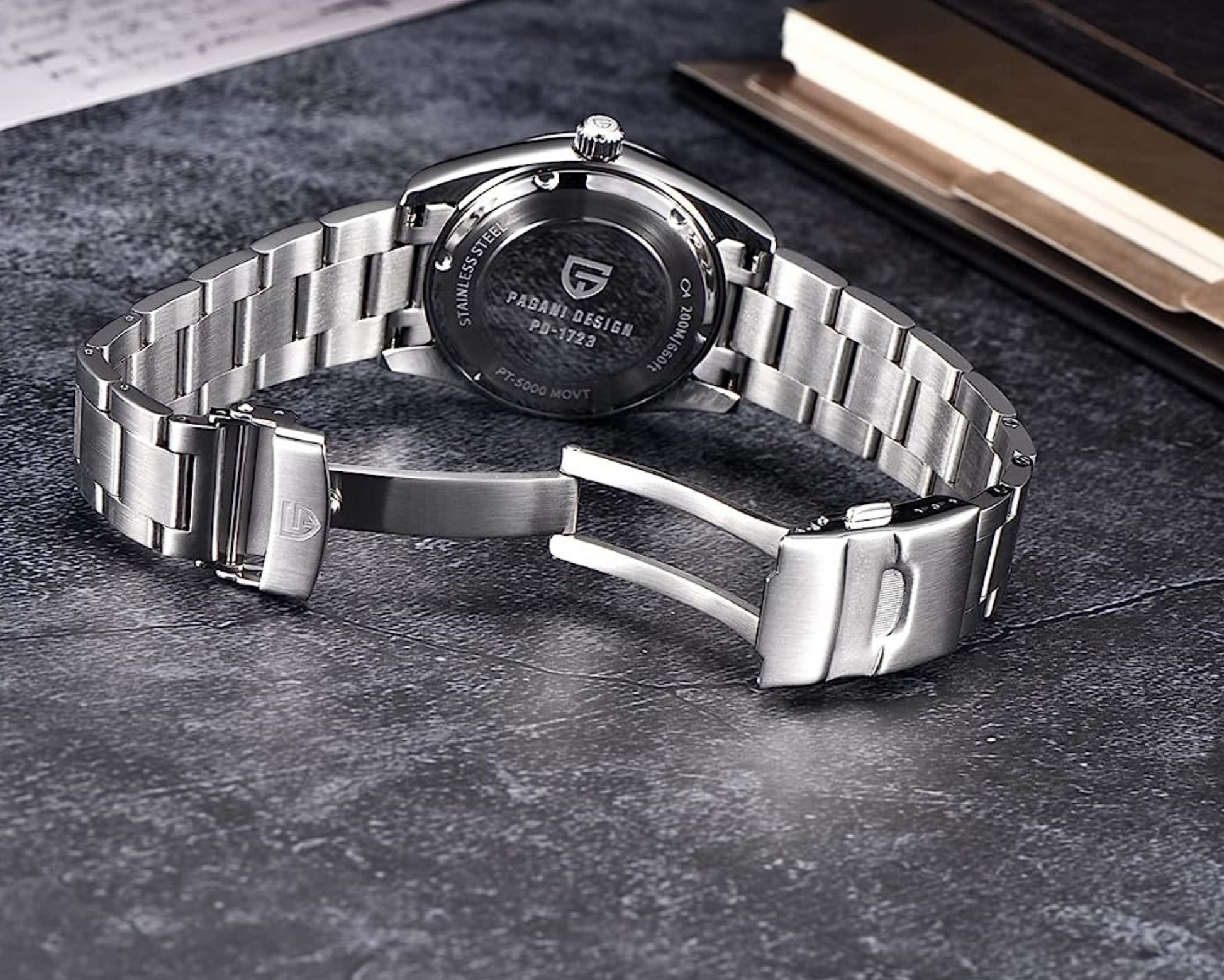 Pagani Design PD-1723 Air King 36 mm 200 m Waterproof PT5000 Automatic Mechanical Watch AR Sapphire crystal Luminous Stainless steel Business Watch - White