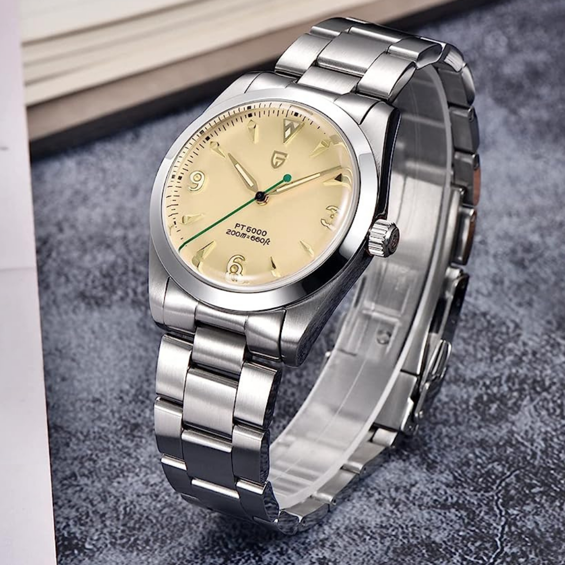 Pagani Design PD-1723 Air King 36 mm 200 m Waterproof PT5000 Automatic Mechanical Watch AR Sapphire crystal Luminous Stainless steel Business Watch - Salmon