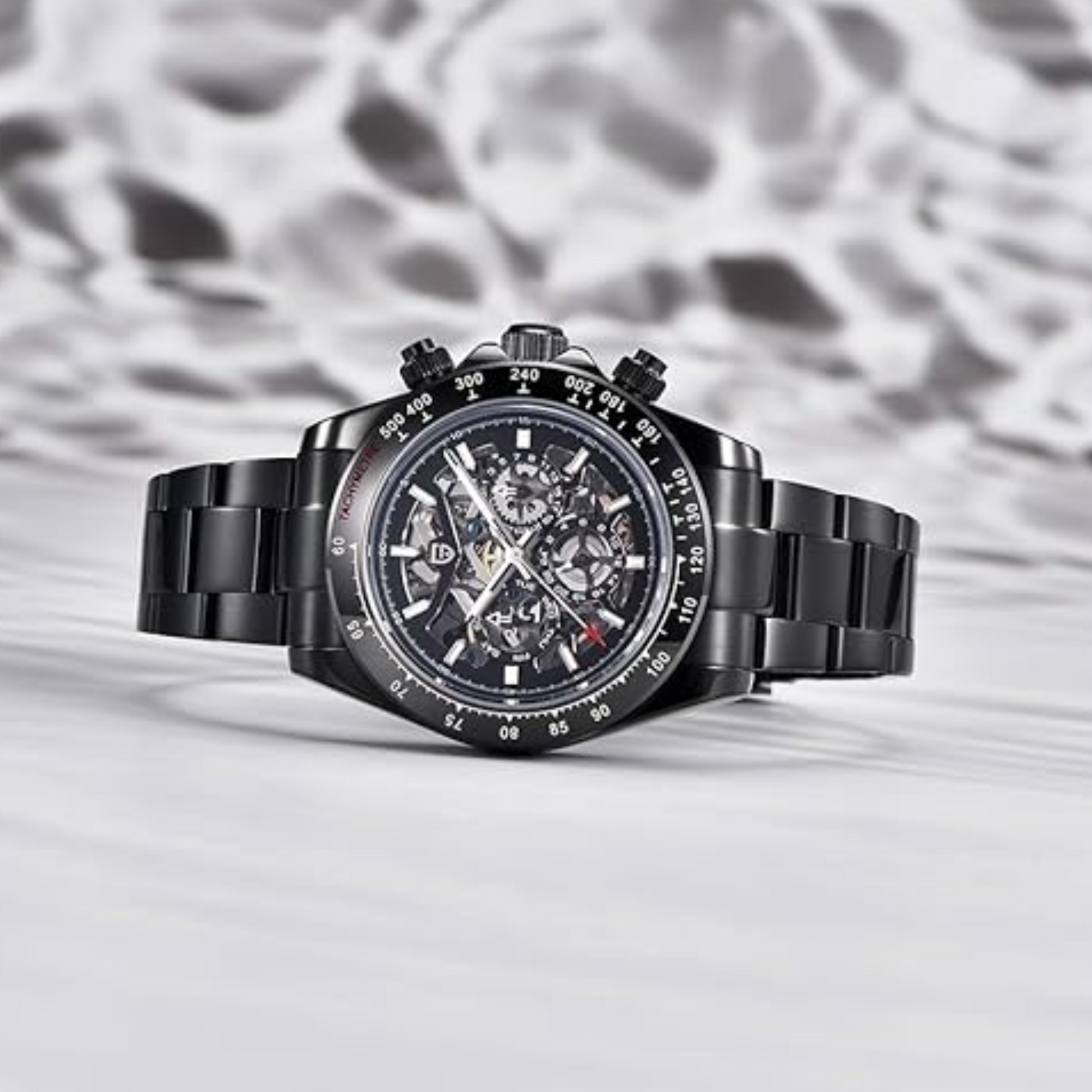 PAGANI DESIGN PD-1777 Automatic Men's Watches Stainless Steel Skeleton Watch -  Black