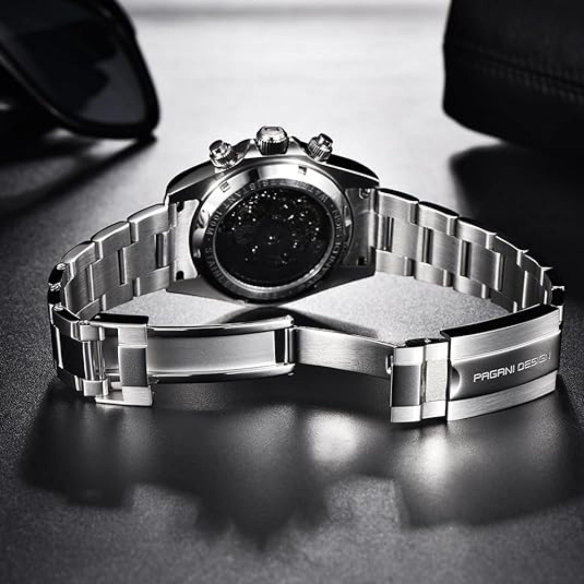 PAGANI DESIGN PD-1777 Automatic Stainless Steel Skeleton Mechanical Wrist Watch - Silver Black