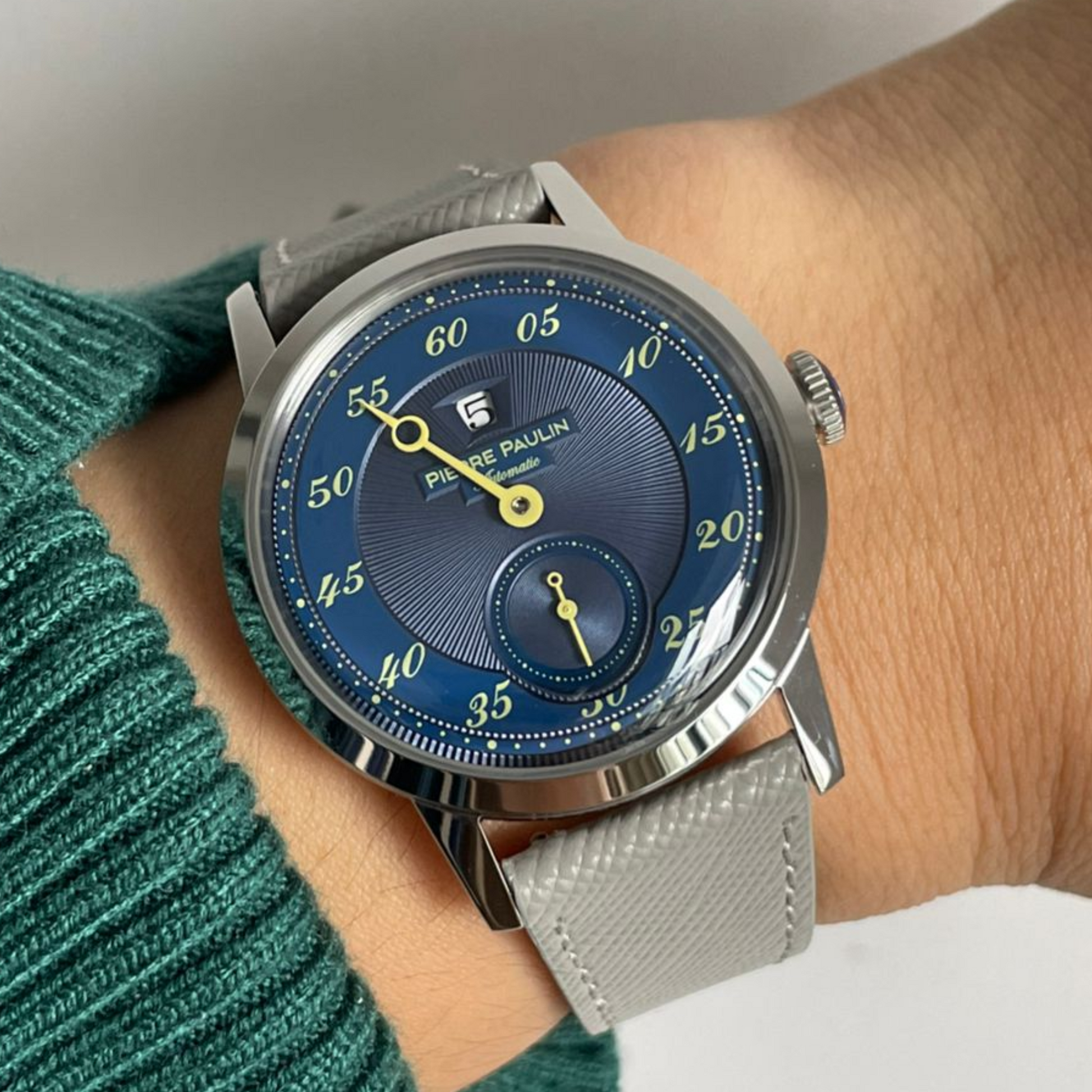 NEW Pierre Paulin Jumping Hour Automatic Seagull St17 mechanical watch steel watch Vintage Date Window