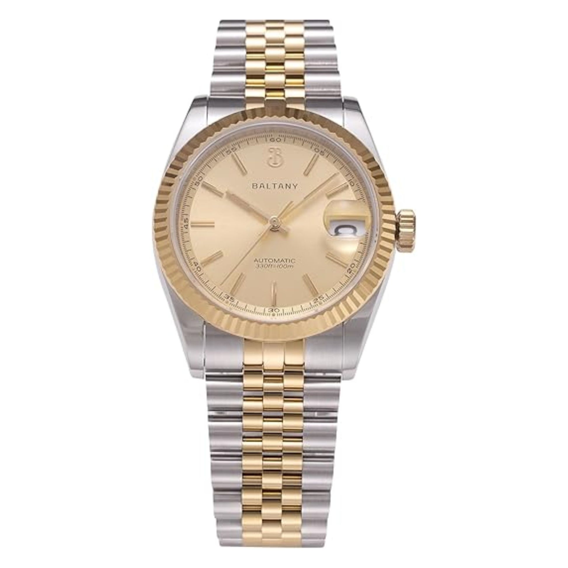 S4084 DJ Dress Watch for Men NH35 Movement Retro 36MM Automatic Wristwatch with Fluted Bezel
