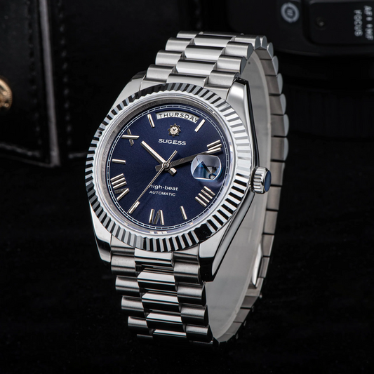 Sugess Heritage 433 DD Date and Day Display Stainless-Steel - Deep Blue Dial