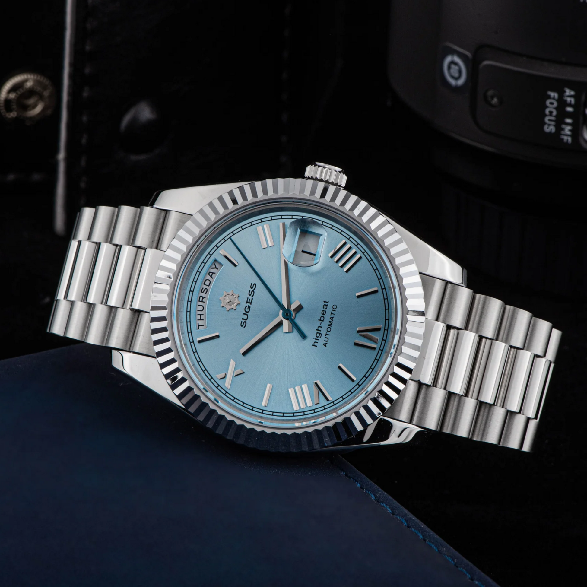 Sugess Heritage 433 DD Date and Day Display Stainless-Steel - Light Blue Dial