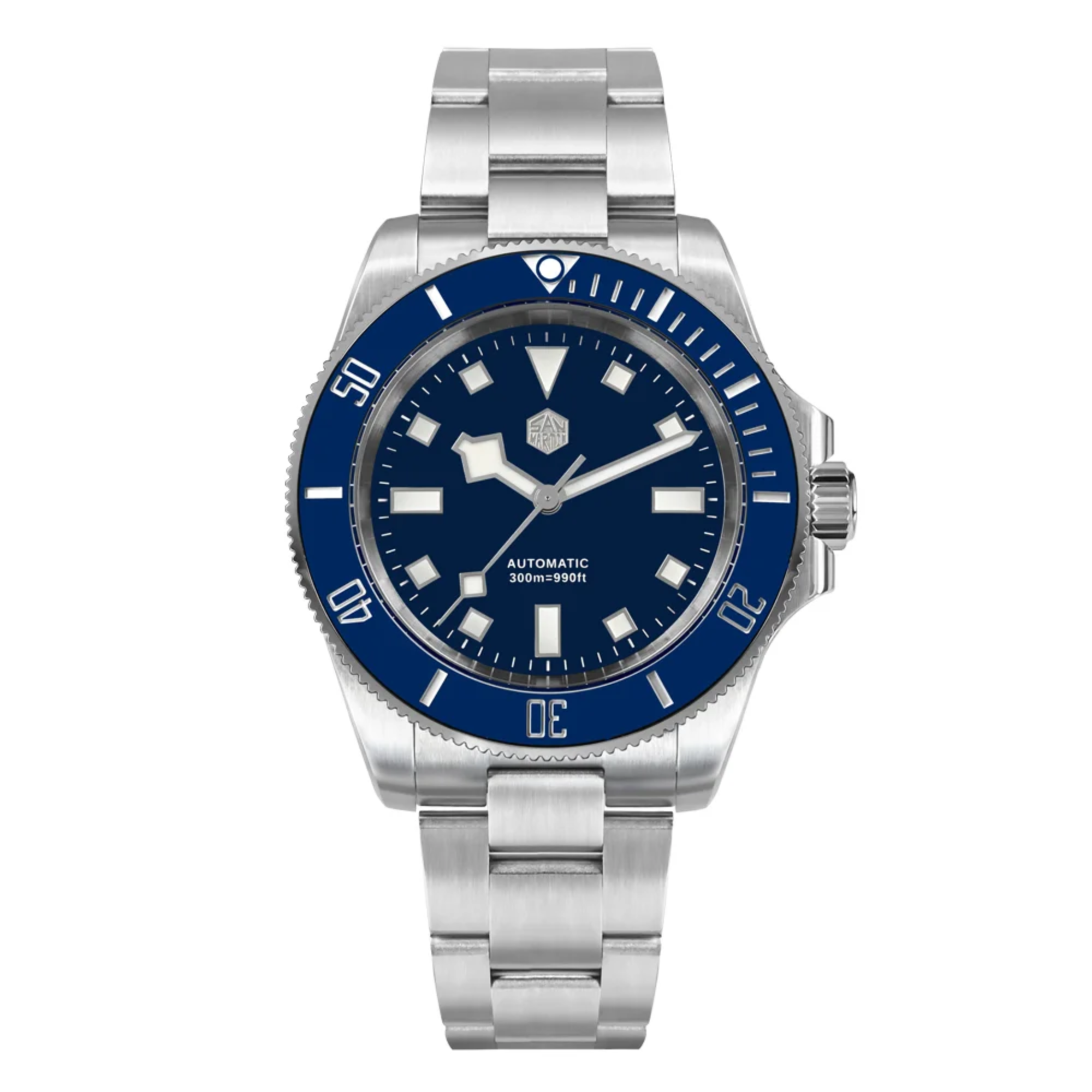 San Martin New Diver Watch Classic Snowflake Hands SN0111G Blue