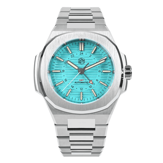 San Martin 43mm GMT Classic Business Luxury Watches SN075 - Tiffany Blue san martin watches india online