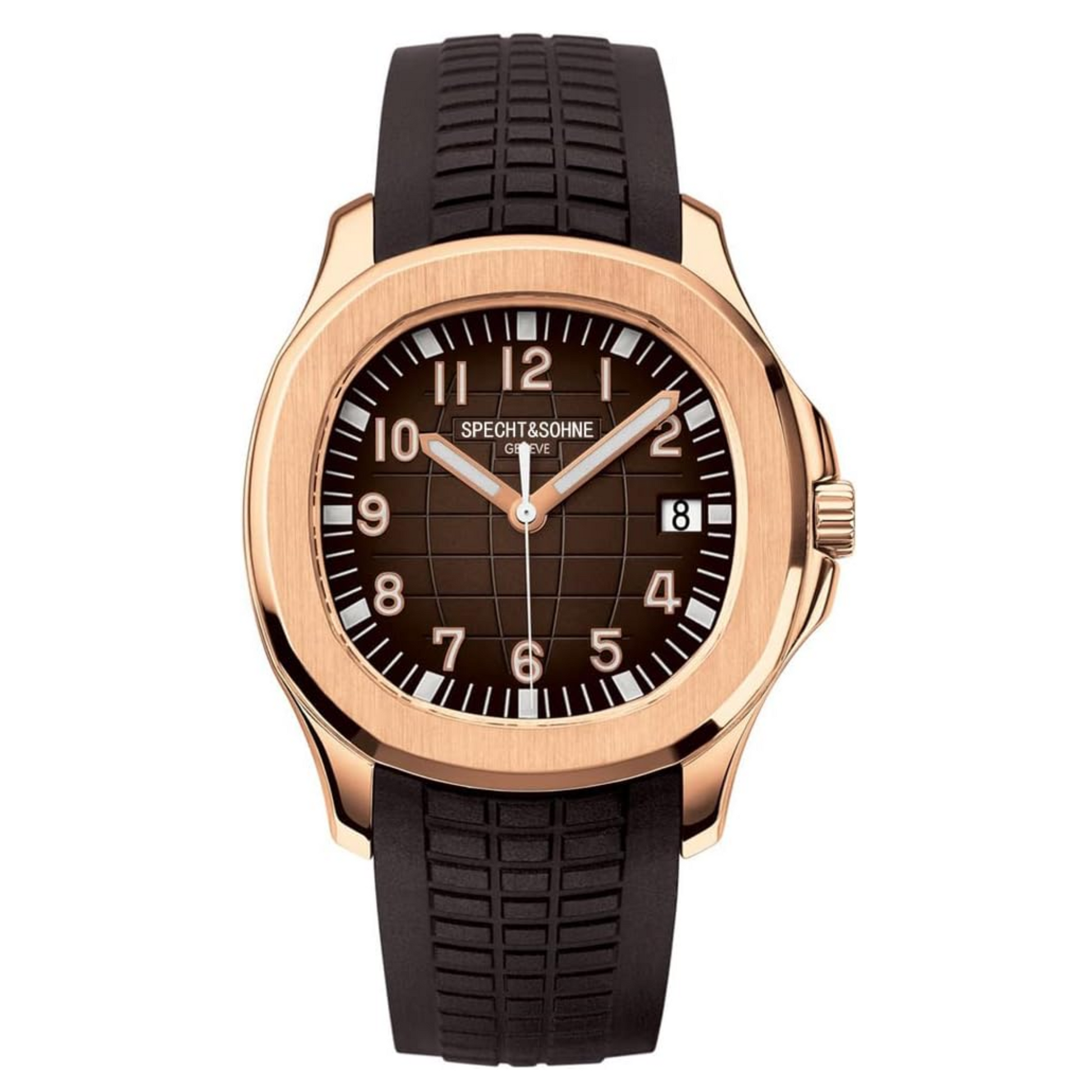 Specht&Sohne Modern 42 mm Miyota 8215 Movement Classic Mechanical Wristwatch - Rosegold/ Brown
