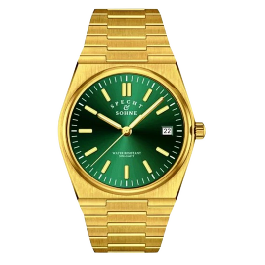 Specht&Sohne 37 Mm Mens Luxury Watch With Japanese Quartz Movement - Quartz Green Gold Edition
