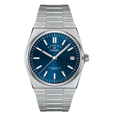 Specht&Sohne 37 Mm Mens Luxury Watch With Japanese Quartz Movement- Quartz Blue Edition