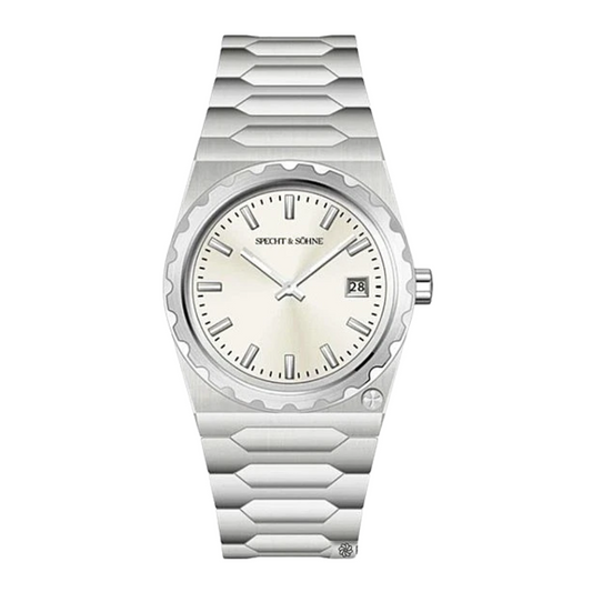 Specht&Sohne 37 Mm Mens Luxury Watch With Japanese Quartz Movement - Imperial Quartz - Silver Edition