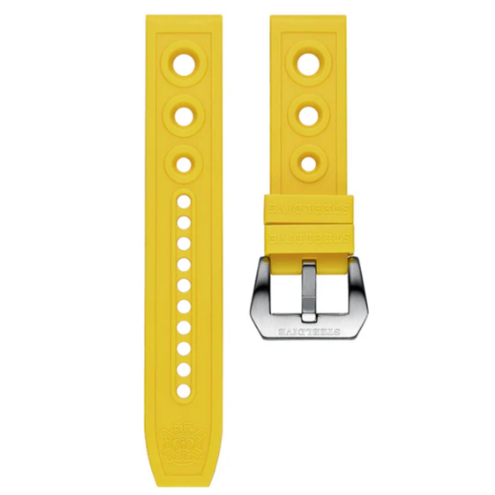 Steeldive Hole Rubber Watch Strap Watch Band - Yellow 20 mm