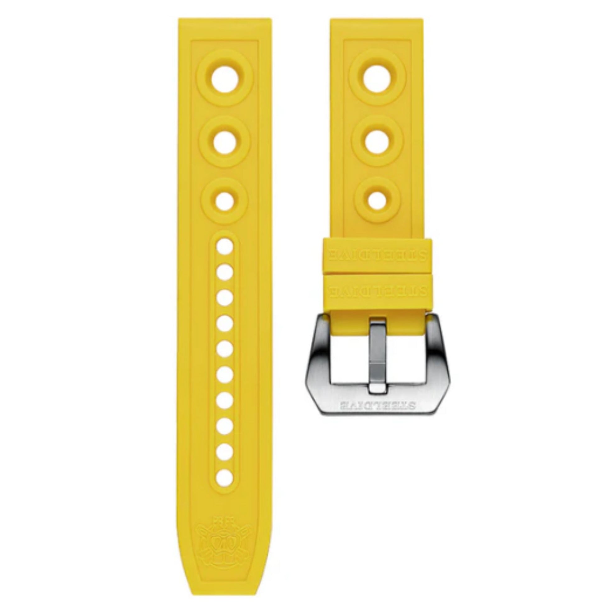 Steeldive Hole Rubber Watch Strap Watch Band - Yellow 22 mm