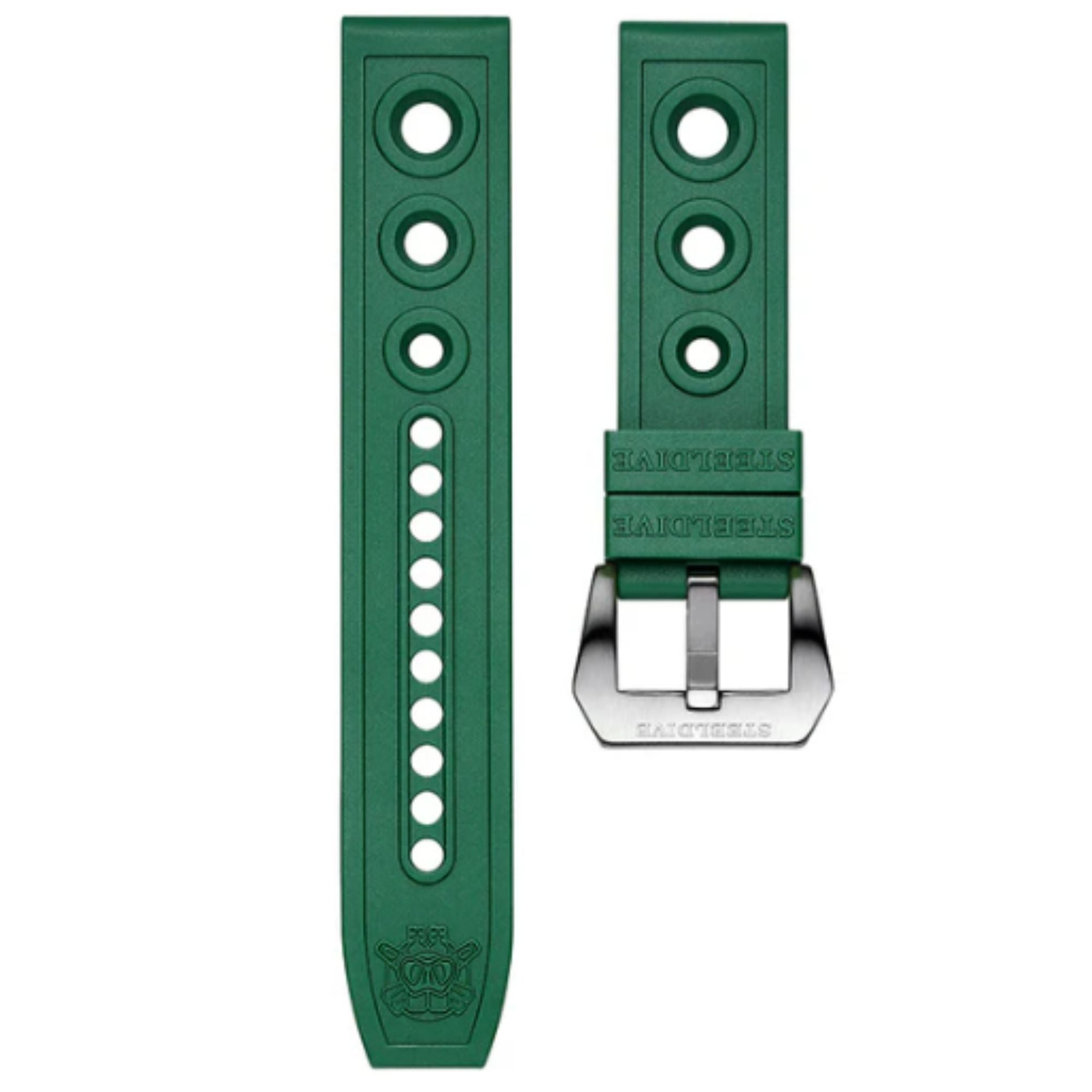 Steeldive Hole Rubber Watch Strap Watch Band - Green 20 mm