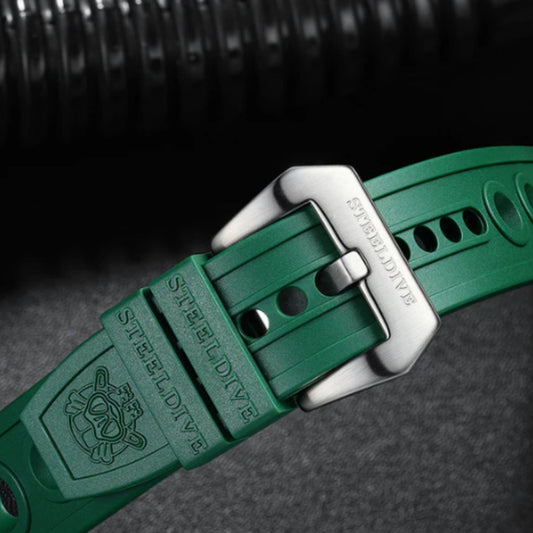 Steeldive Hole Rubber Watch Strap Watch Band - Green 20 mm