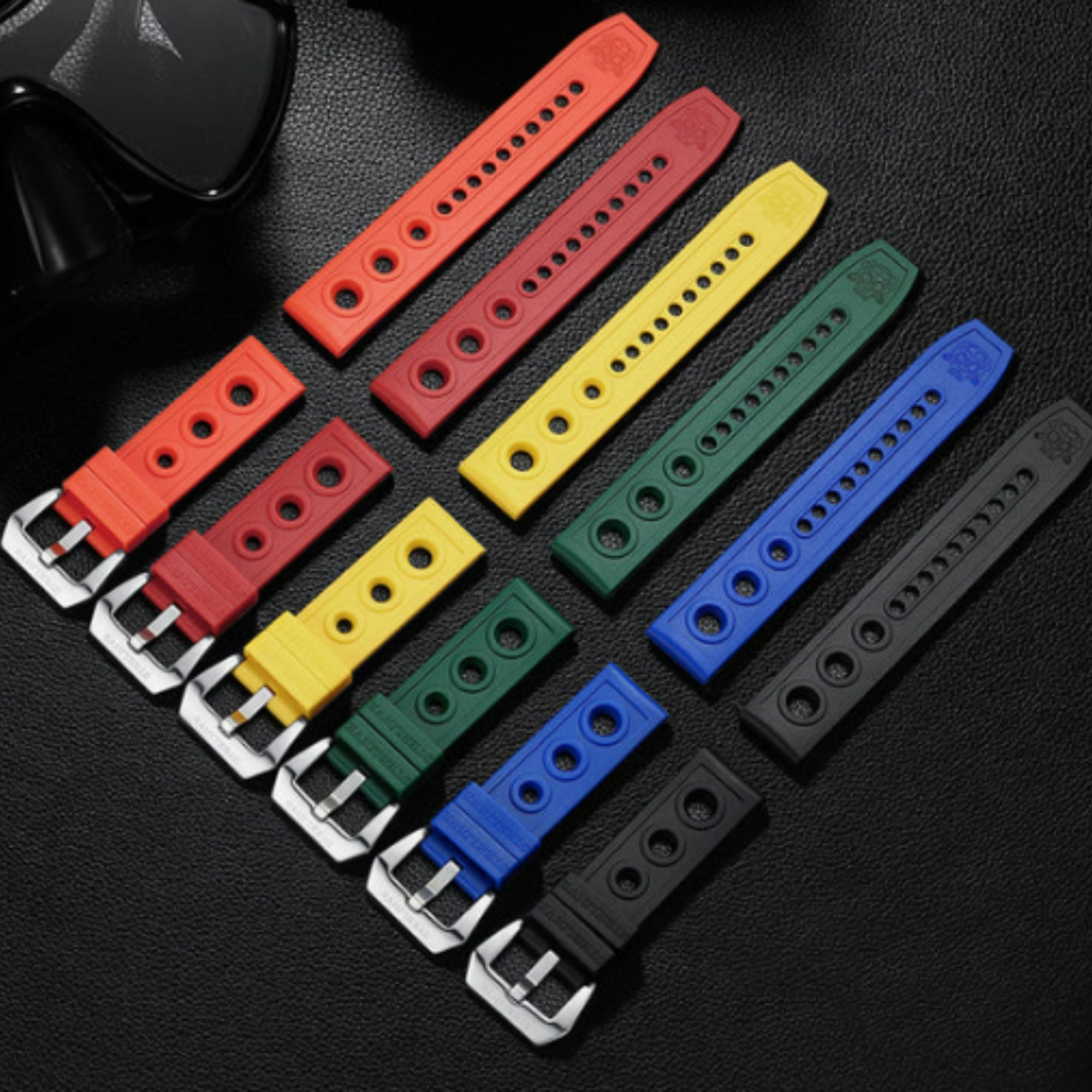 Steeldive Hole Rubber Watch Strap Watch Band - Red 20 mm