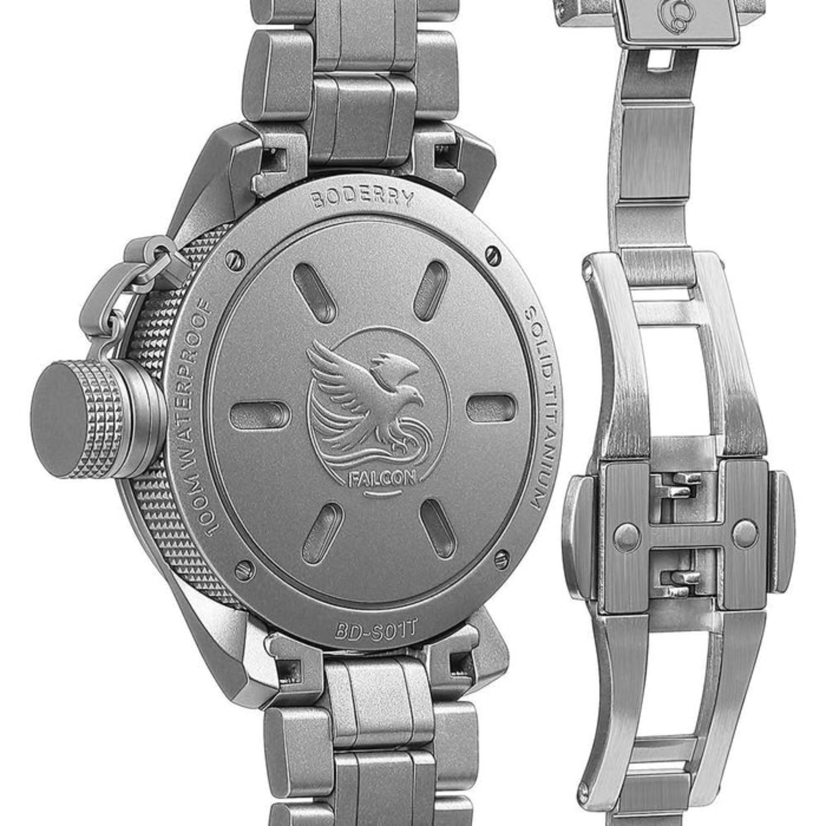 Boderry FALCON Canteen - Titanium Solar-Powered Watch | Dive/Bracelet