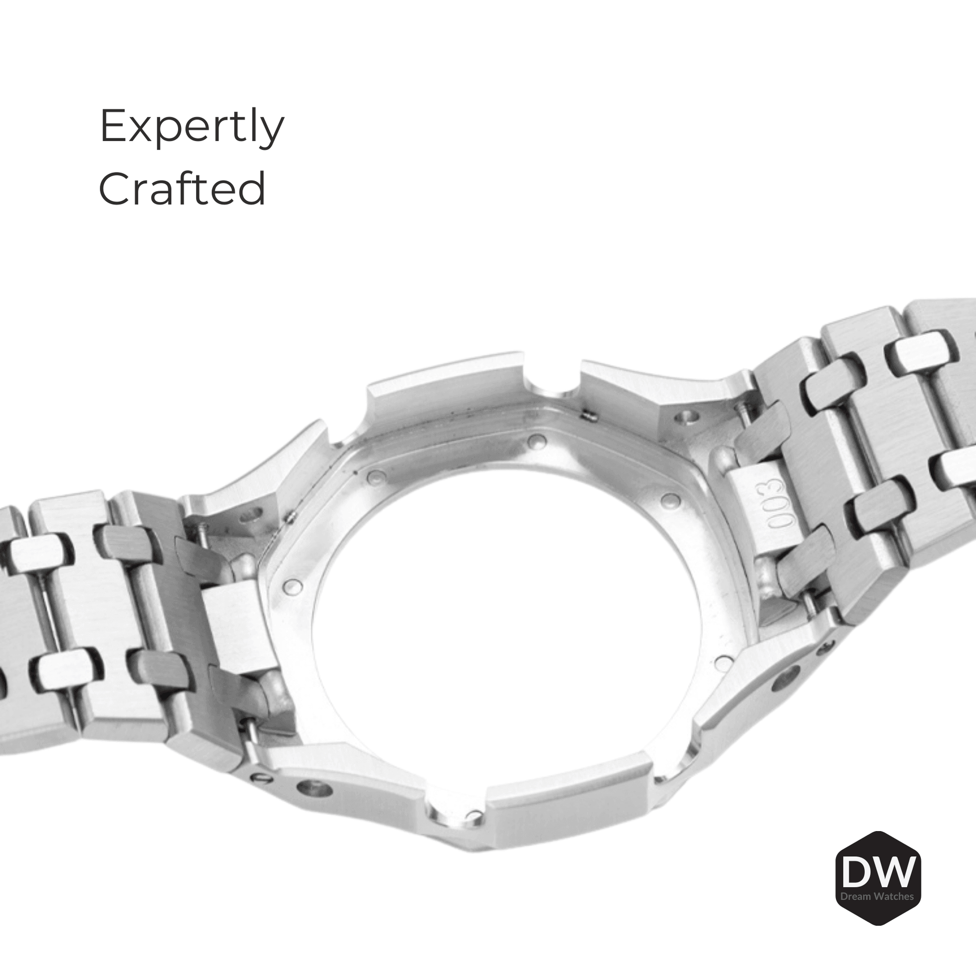 Mod Kit Metal Watchband and Metal Case for G-shock GA-2100 and GA-2110/BA-2100 " Casioak" (Blue Bracelet)