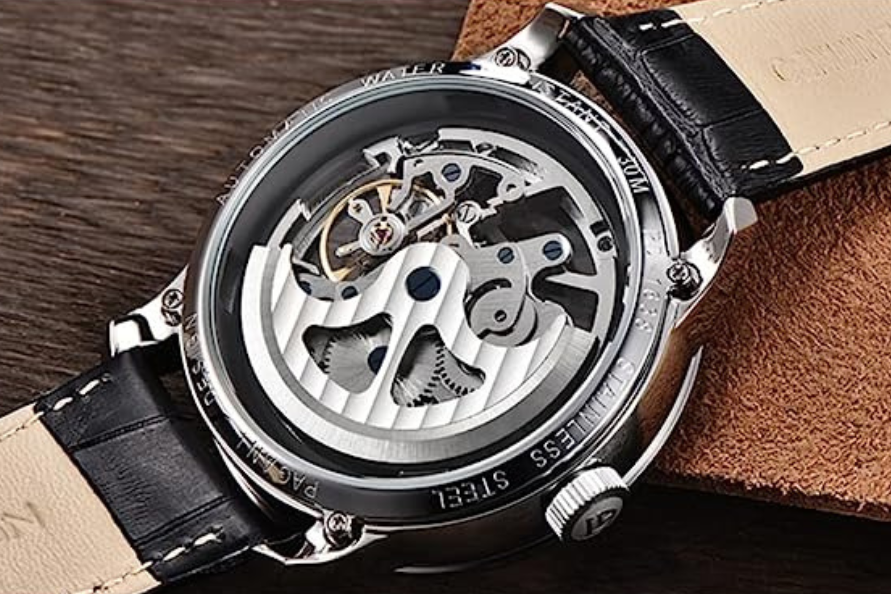 Pagani Design PD-1638 2023 Men's Automatic Skeleton Mechanical Automatic Stainless Steel Watch with Leather Strap Pointer Series 100 Meters Waterproof