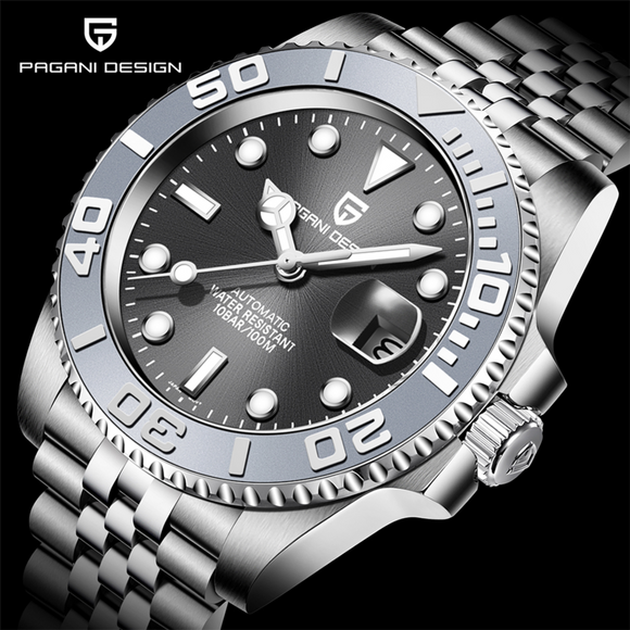 Pagani Design PD-1651 40mm Mens Automatic Waterproof Mechanical Watch with (Japanese NH-35 Movement) Yatch-Master Hommage - Grey