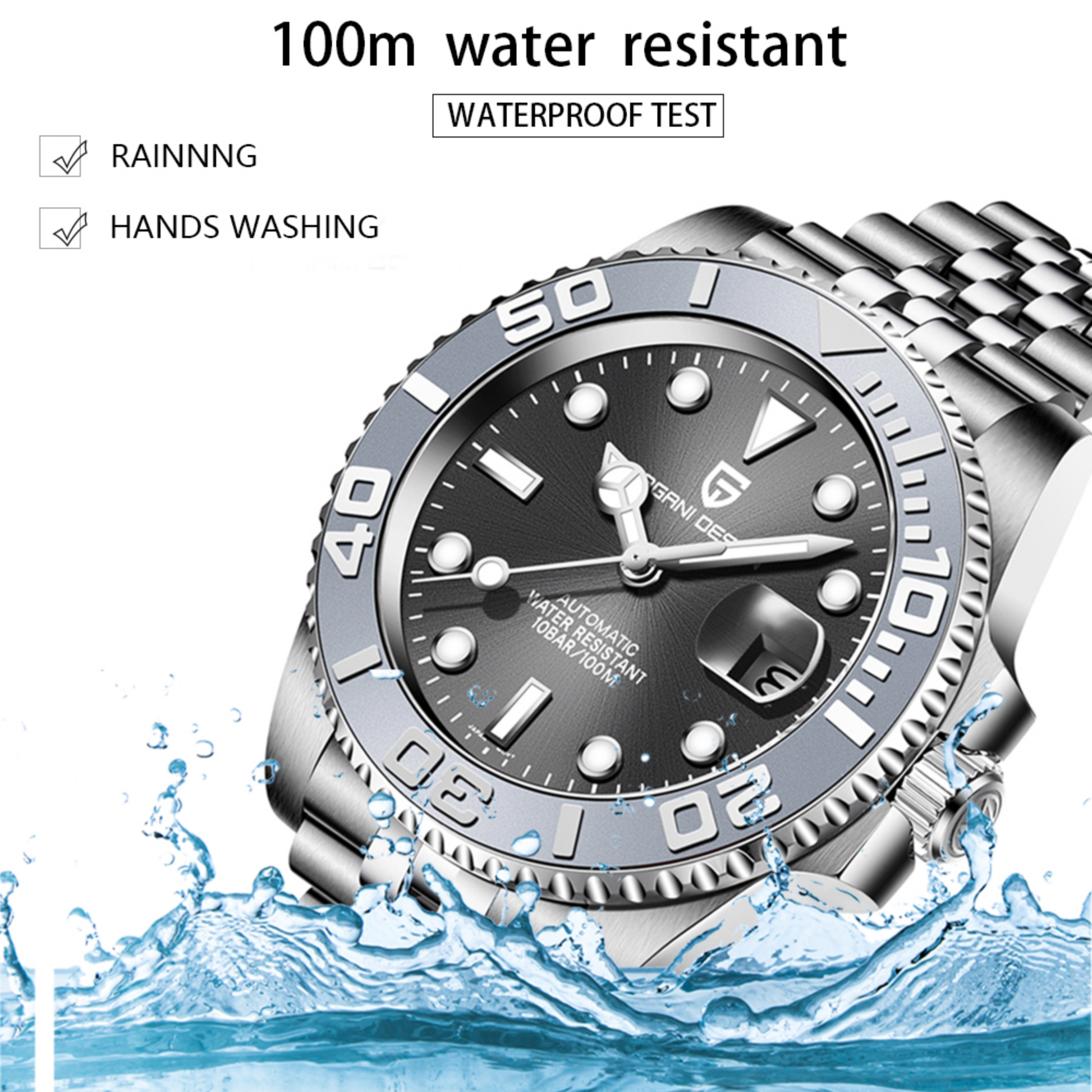 Pagani Design PD-1651 40mm Mens Automatic Waterproof Mechanical Watch with (Japanese NH-35 Movement) Yatch-Master Hommage - Grey