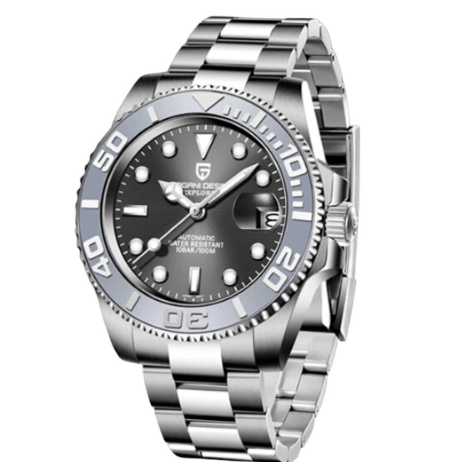 Pagani Design PD-1651 40mm Mens Automatic Waterproof Mechanical Watch (Seiko NH-35 Movement) Yatch-Master Hommage - Grey