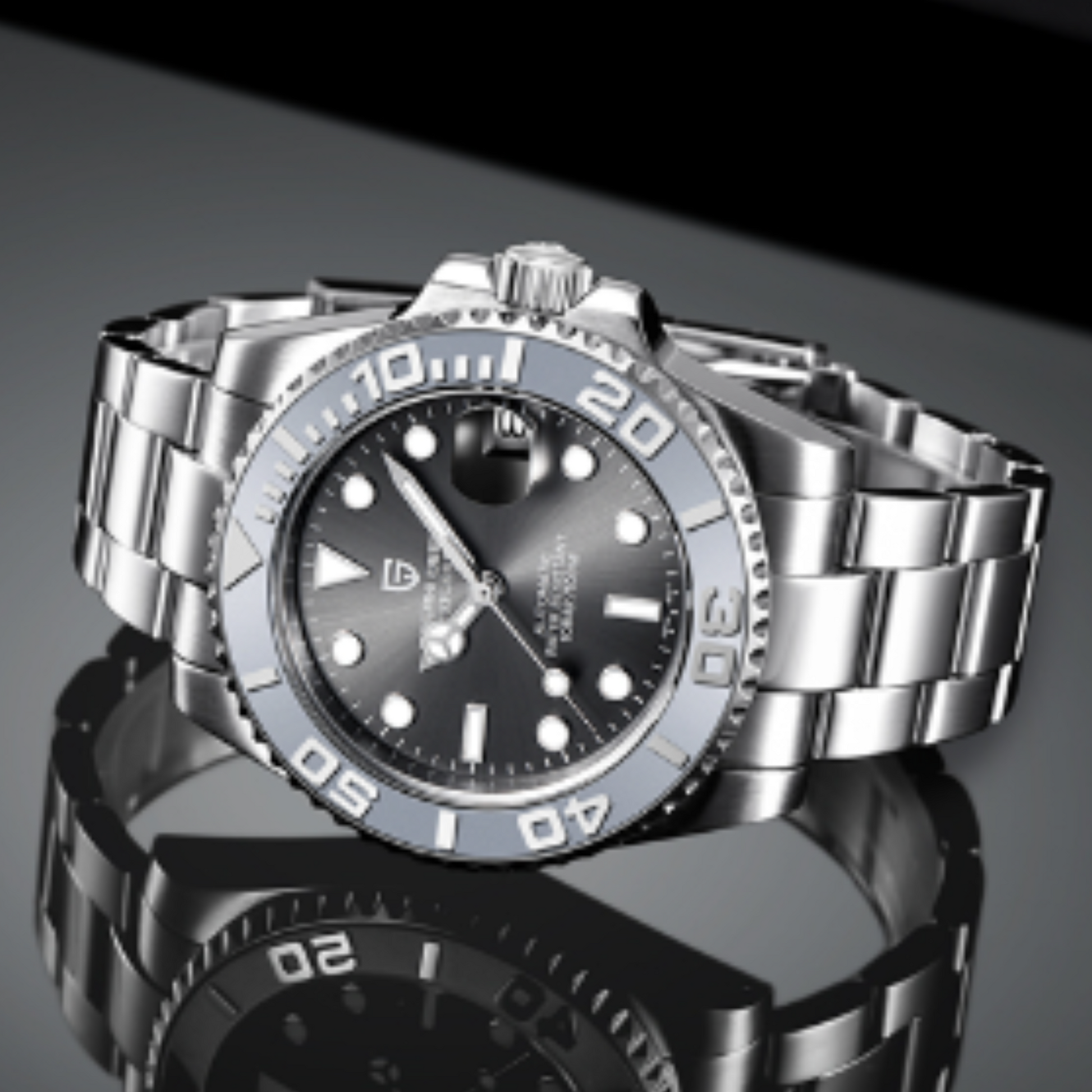Pagani Design PD-1651 40mm Mens Automatic Waterproof Mechanical Watch (Seiko NH-35 Movement) Yatch-Master Hommage - Grey