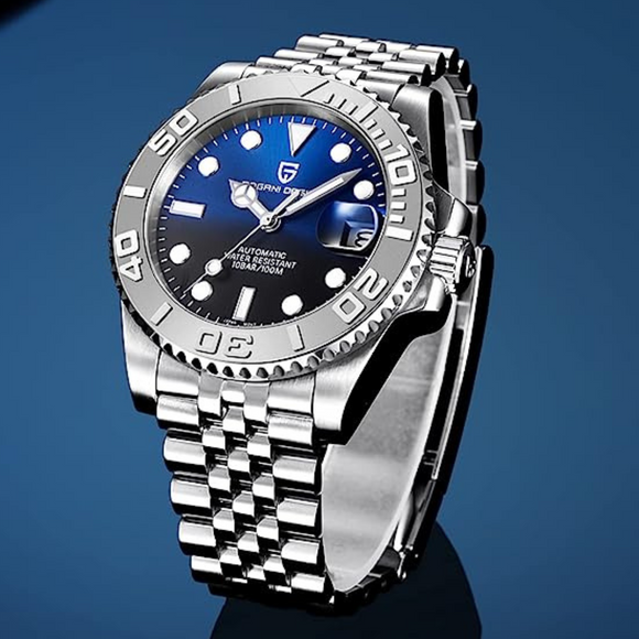 Pagani Design PD-1651 40mm Mens Automatic Waterproof Mechanical Watch (Seiko NH-35 Movement) Yatch-Master Hommage - Black Blue