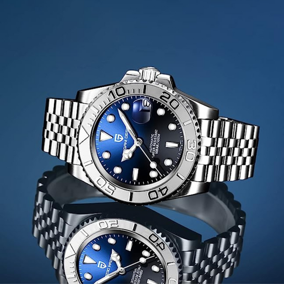 Pagani Design PD-1651 40mm Mens Automatic Waterproof Mechanical Watch (Seiko NH-35 Movement) Yatch-Master Hommage - Black Blue