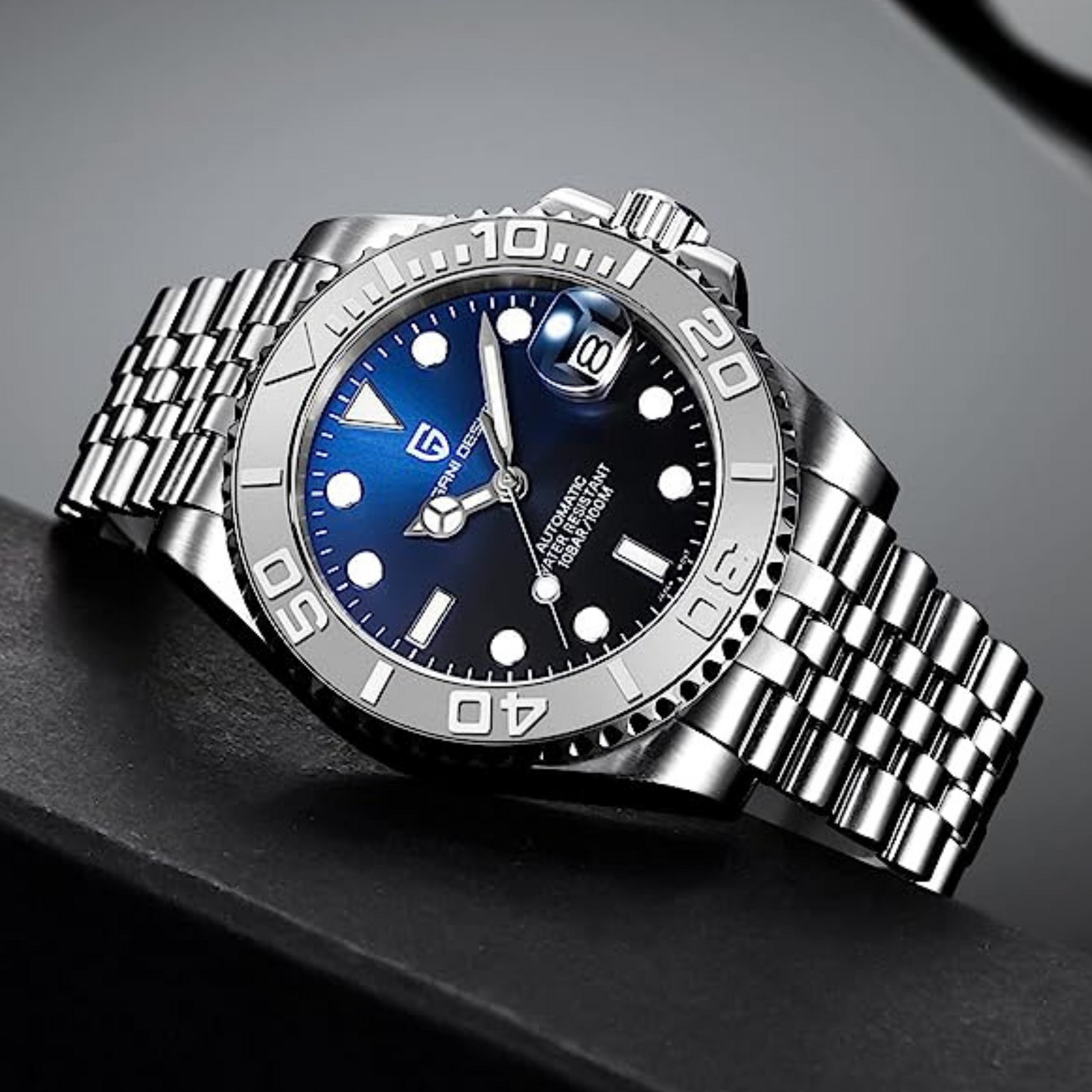 Pagani Design PD-1651 40mm Mens Automatic Waterproof Mechanical Watch (Seiko NH-35 Movement) Yatch-Master Hommage - Black Blue
