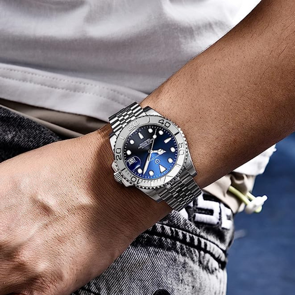 Pagani Design PD-1651 40mm Mens Automatic Waterproof Mechanical Watch (Seiko NH-35 Movement) Yatch-Master Hommage - Black Blue