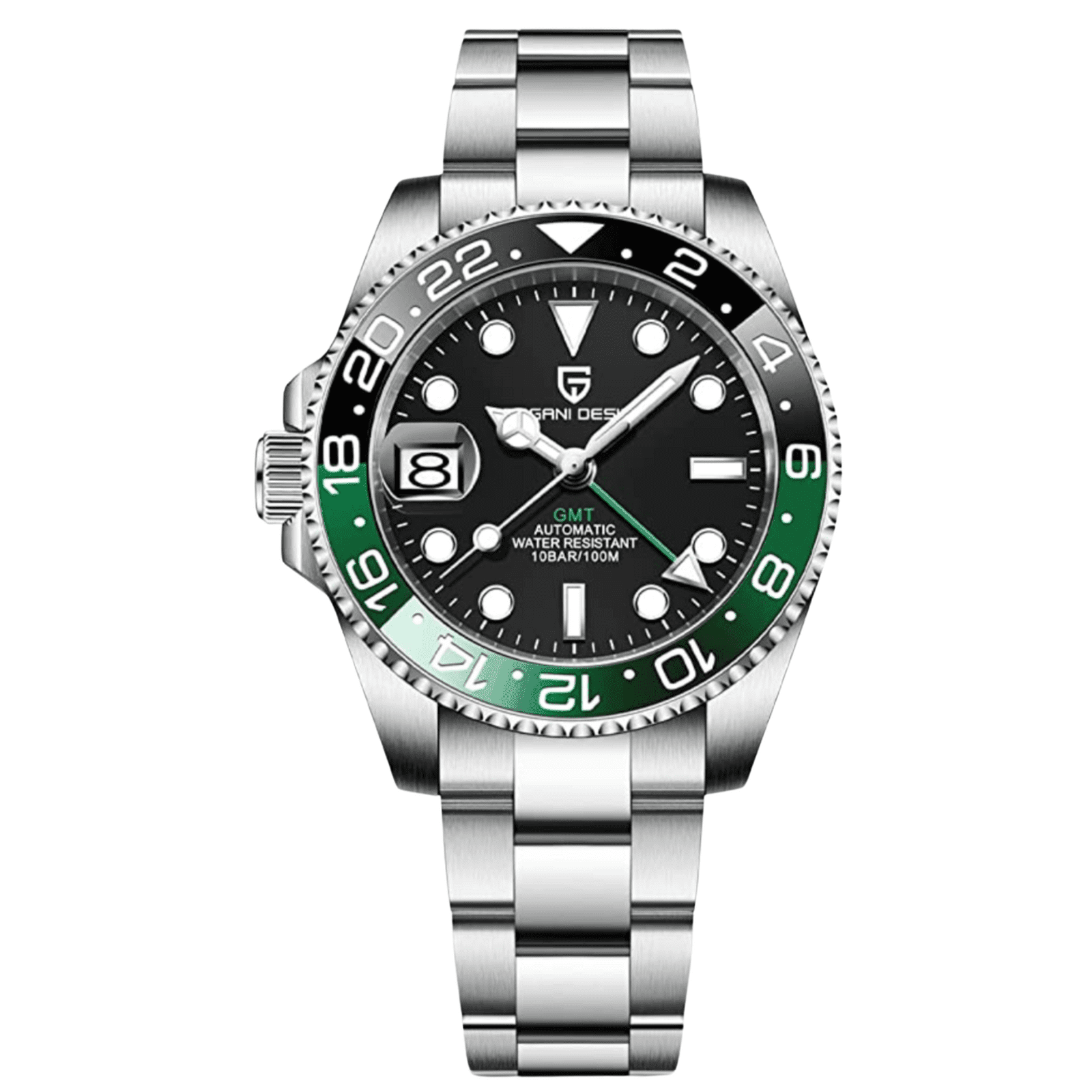Pagani Design PD-1662 Seiko NH34 Movement equipped with AR AF Anti-Radiation Coating Automatic Watch Stainless Steel Men's (Sprite - Oyster Bracelet)