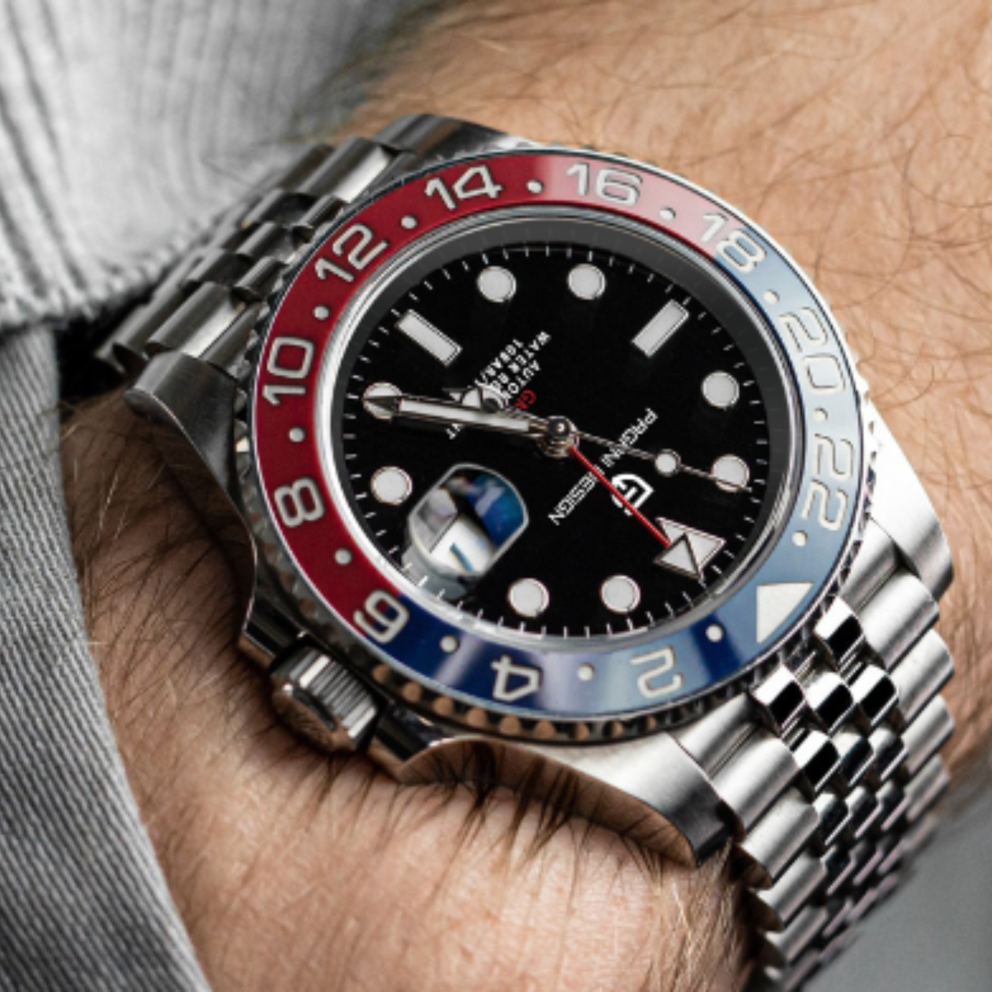 Pagani Design PD-1662 Waterproof Mechanical Automatic Watch Stainless Steel Men's 40MM Watch (Pepsi - Jubilee Bracelet)
