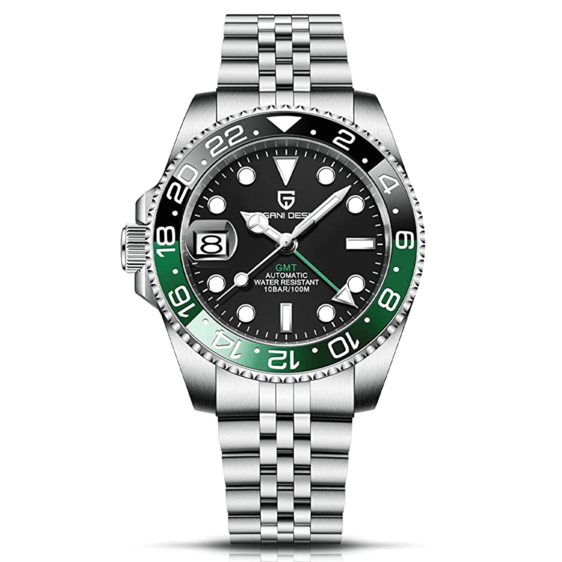 Pagani Design PD-1662 Seiko NH34 Movement equipped with AR AF Anti-Radiation Coating Automatic Watch Stainless Steel Men's (Sprite - Jubilee Bracelet)