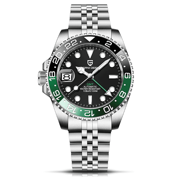 Pagani Design PD-1662 Seiko NH34 Movement equipped with AR AF Anti-Radiation Coating Automatic Watch Stainless Steel Men's (Sprite - Jubilee Bracelet)