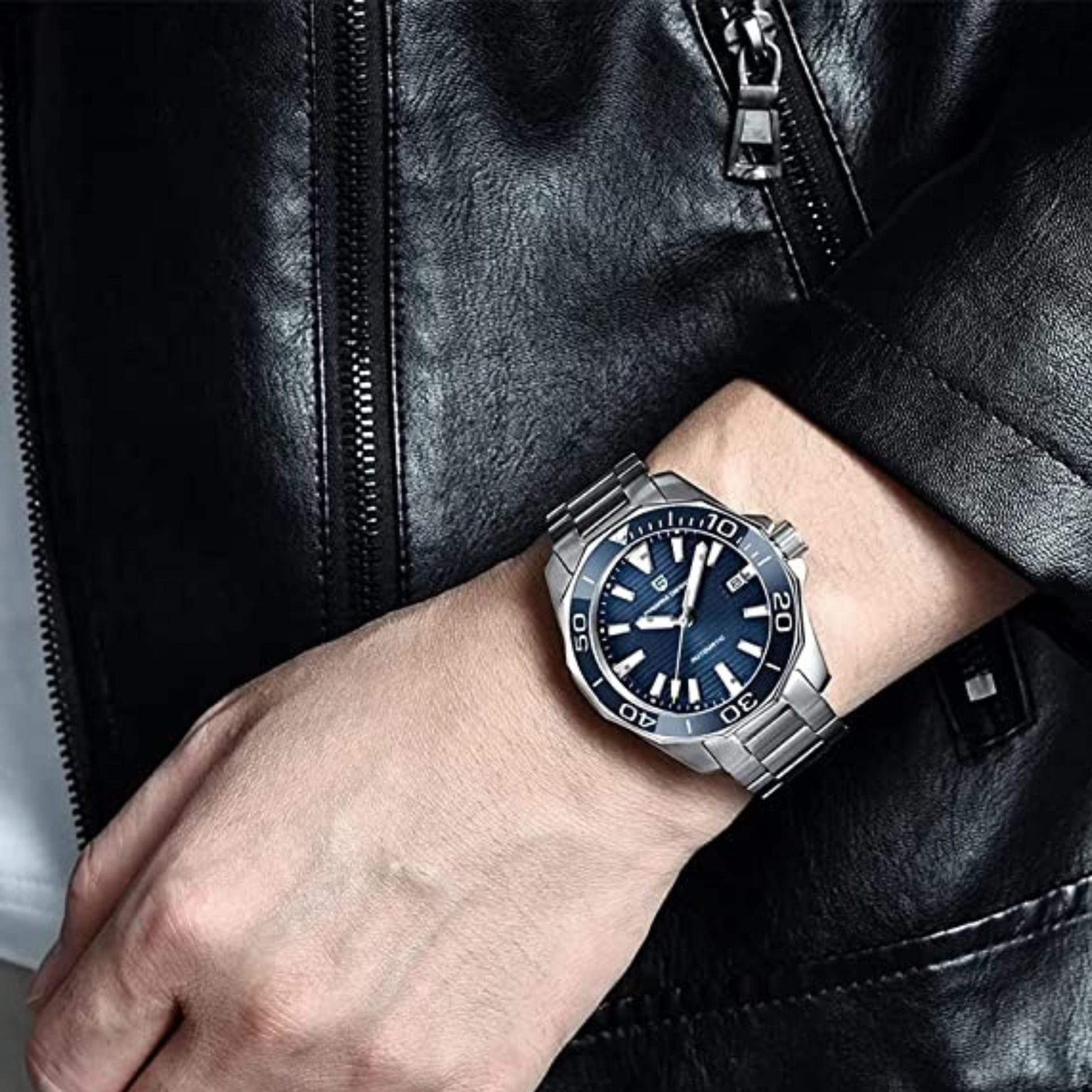Pagani Design PD-1668 Automatic Mechanical Watch Seiko NH35 Movement- Blue Dial