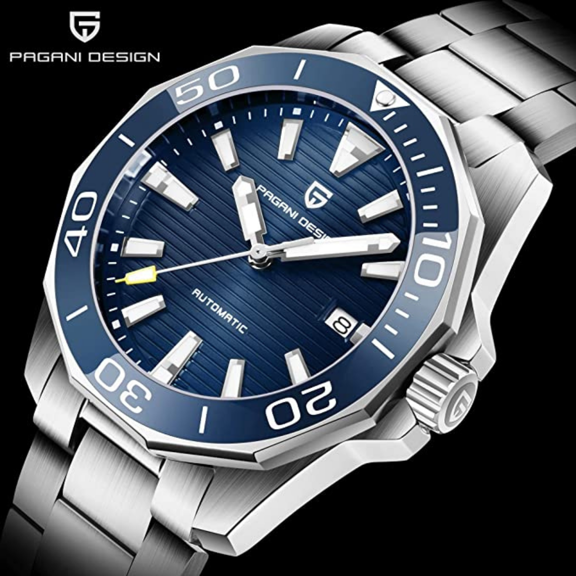 Pagani Design PD-1668 Automatic Mechanical Watch Seiko NH35 Movement- Blue Dial