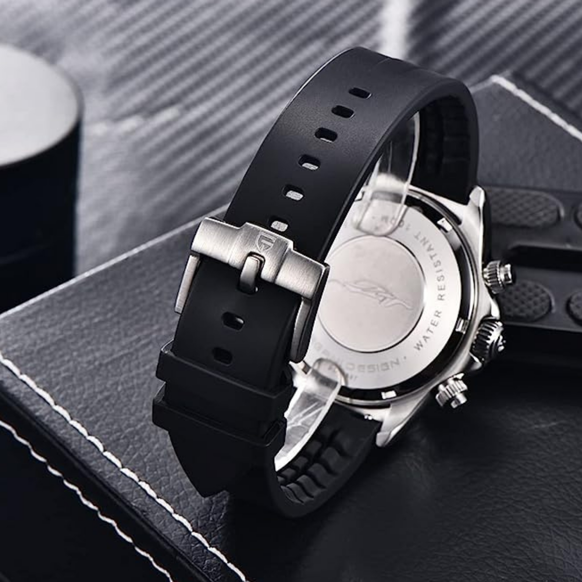 Pagani Design PD-1687 Daytona Chronograph Men's 100M Waterproof Quartz Watch 40MM Fashion Ceramic Bezel New Style Sapphire Crystal Stopwatch - Silver Black