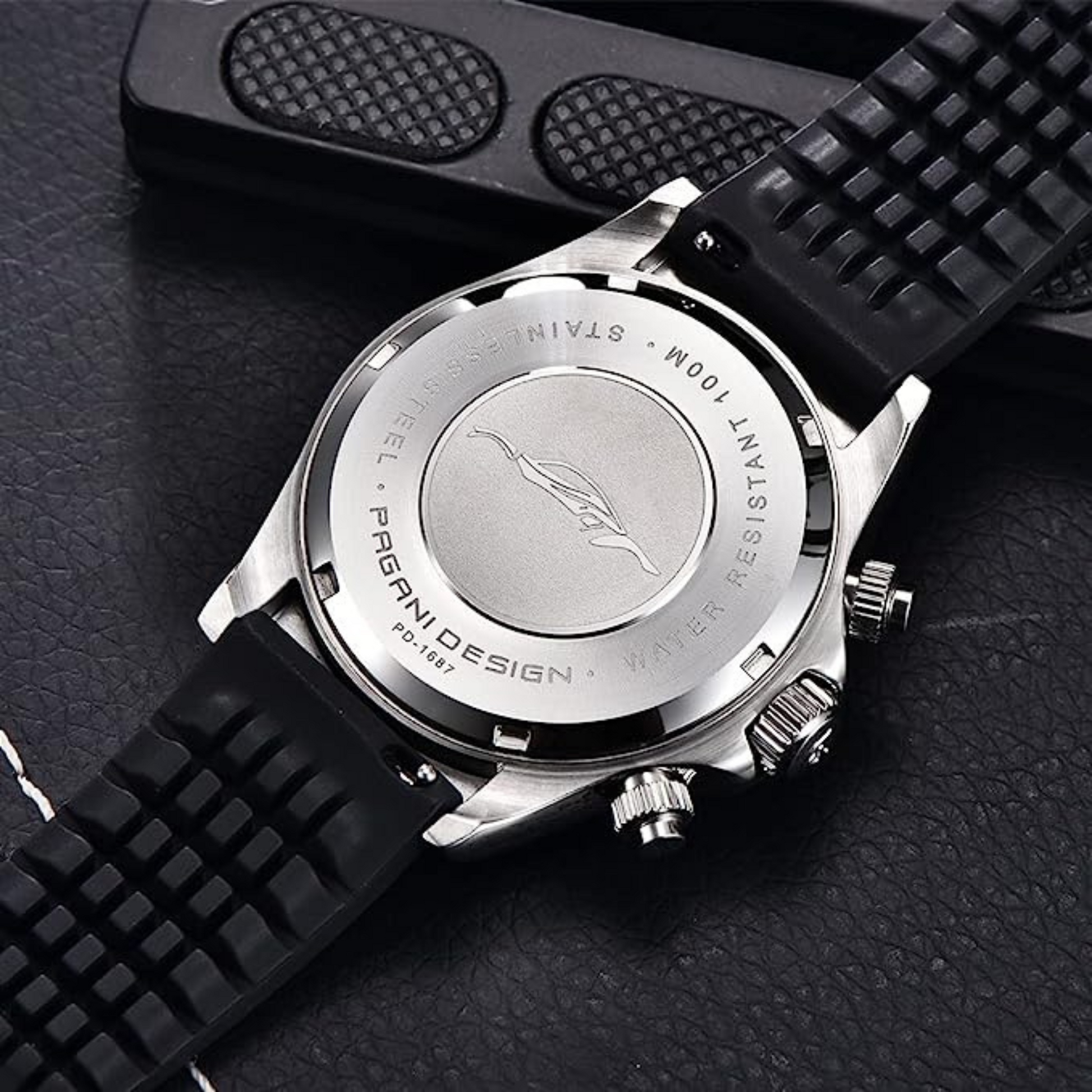 Pagani Design PD-1687 Daytona Chronograph Men's 100M Waterproof Quartz Watch 40MM Fashion Ceramic Bezel New Style Sapphire Crystal Stopwatch - Silver Black