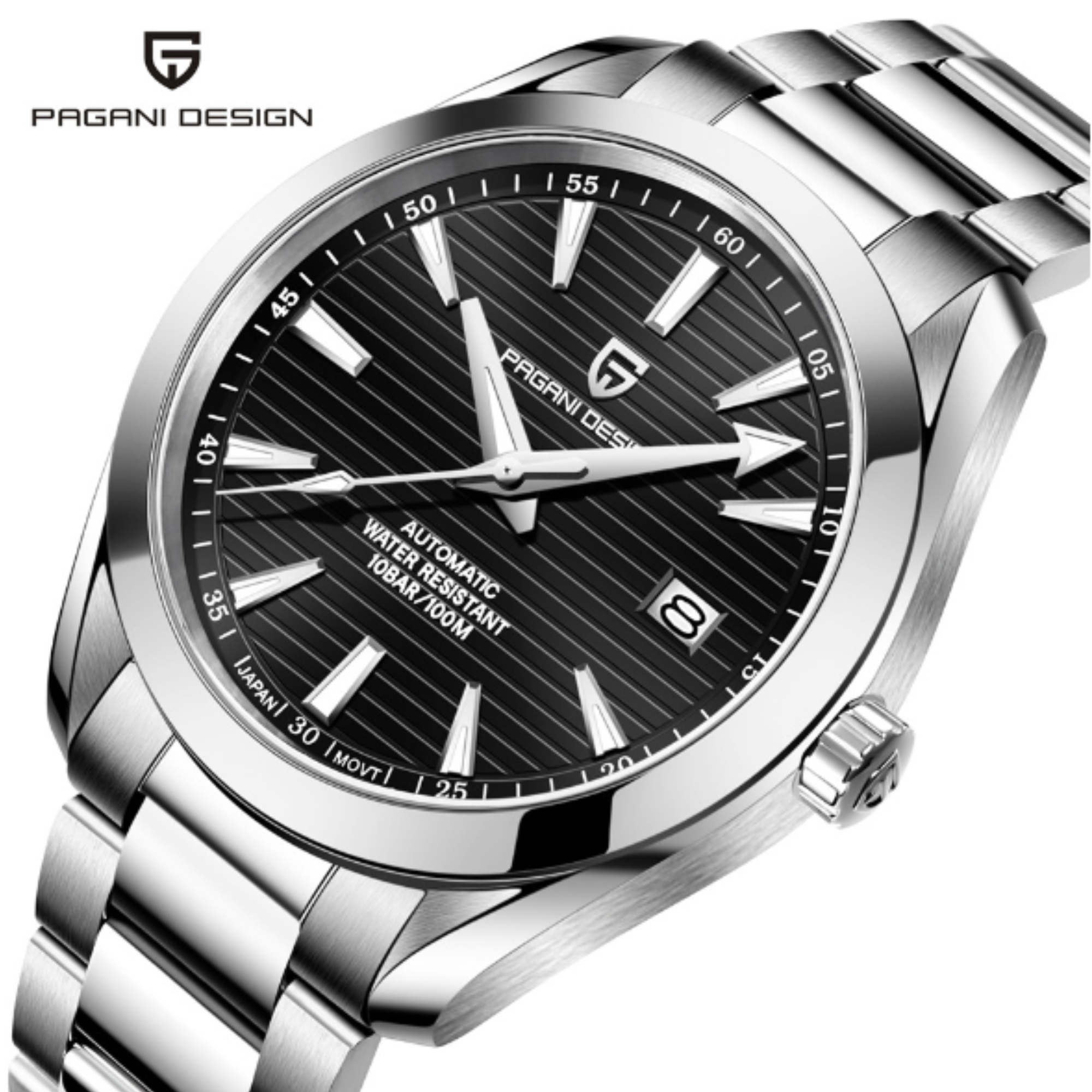 Pagani Design PD-1688 40MM (Seiko NH35A Automatic Movement) Mechanical Watch 100M Waterproof Dive Watch Sapphire Stainless Steel Watch Aqua Terra - Black
