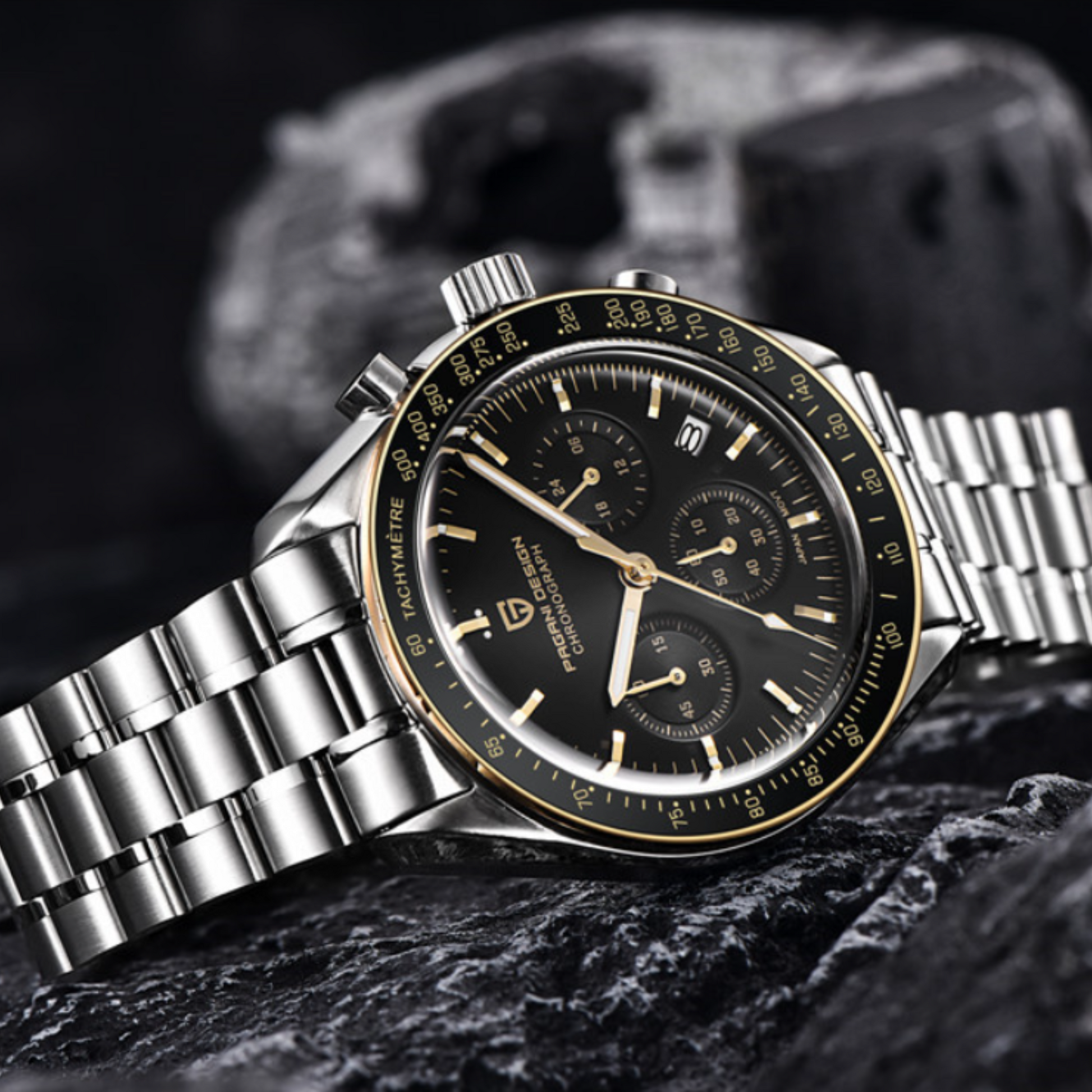 Pagani Design PD-1701 40mm Mens  Waterproof Watch with Seiko VK-63 Movement - Golden hands