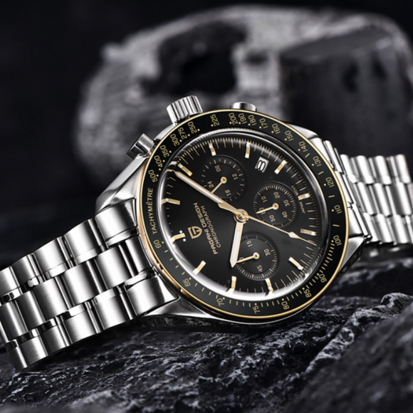 Pagani Design PD-1701 40mm Mens  Waterproof Watch with Seiko VK-63 Movement - Golden hands