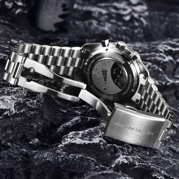 Pagani Design PD-1701 40mm Mens  Waterproof  Watch with Seiko VK-63 Movement (Speedmaster) - Grey V4
