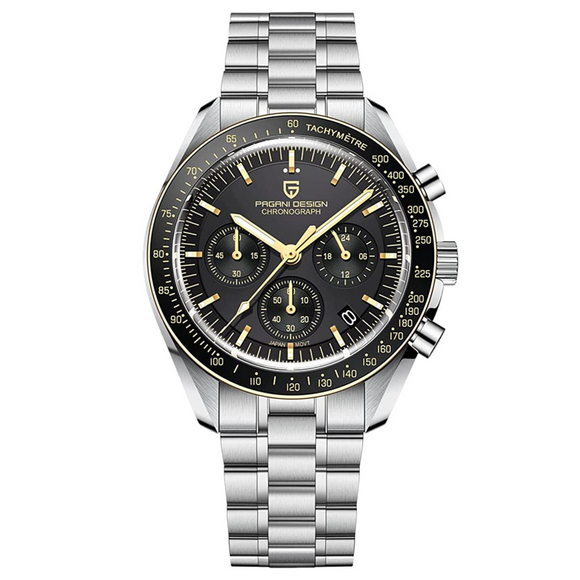Pagani Design PD-1701 40mm Mens  Waterproof Watch with Seiko VK-63 Movement - Golden hands