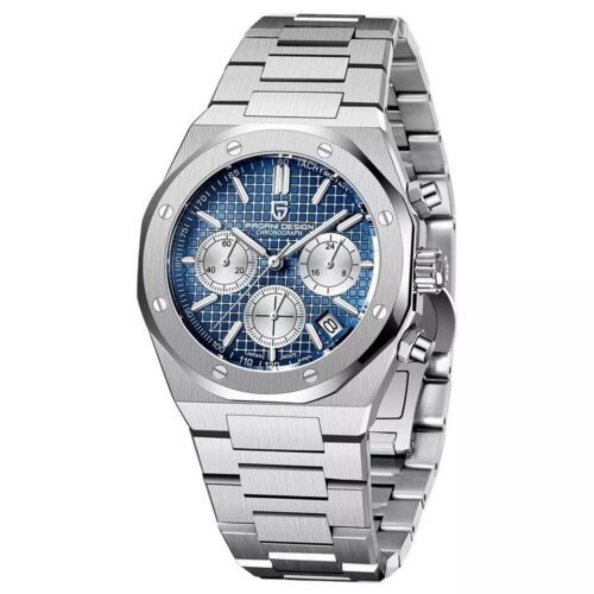 Pagani Design PD-1707 Royal Oak Men's 40mm Seiko VK63 Movement Watch 100M Waterproof Sapphire Crystal Stainless Steel Luminous Watch - Blue Dial