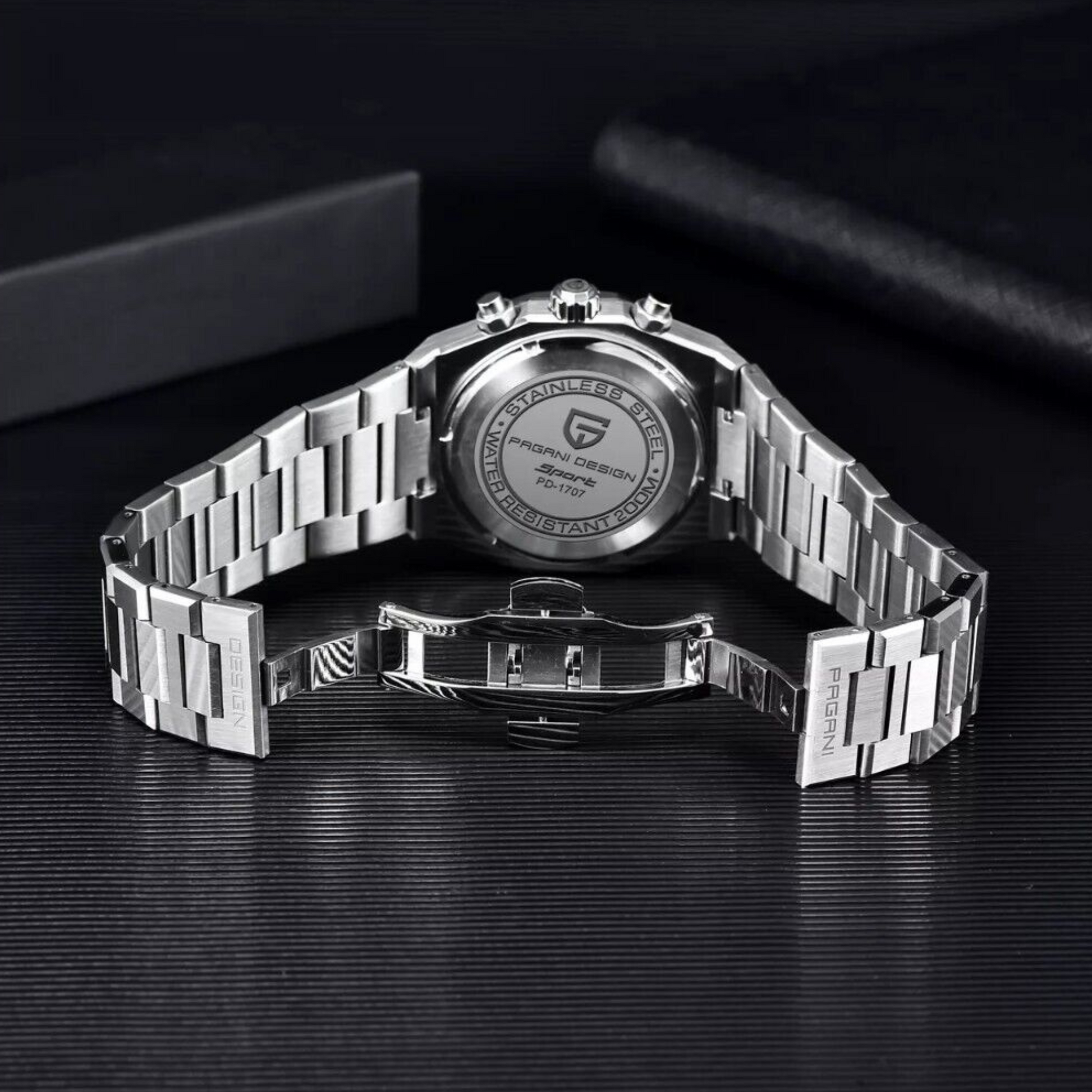 Pagani Design PD-1707 Royal Oak Men's 40mm Seiko VK63 Movement Watch 100M Waterproof Sapphire Crystal Stainless Steel Luminous Watch - Blue Dial