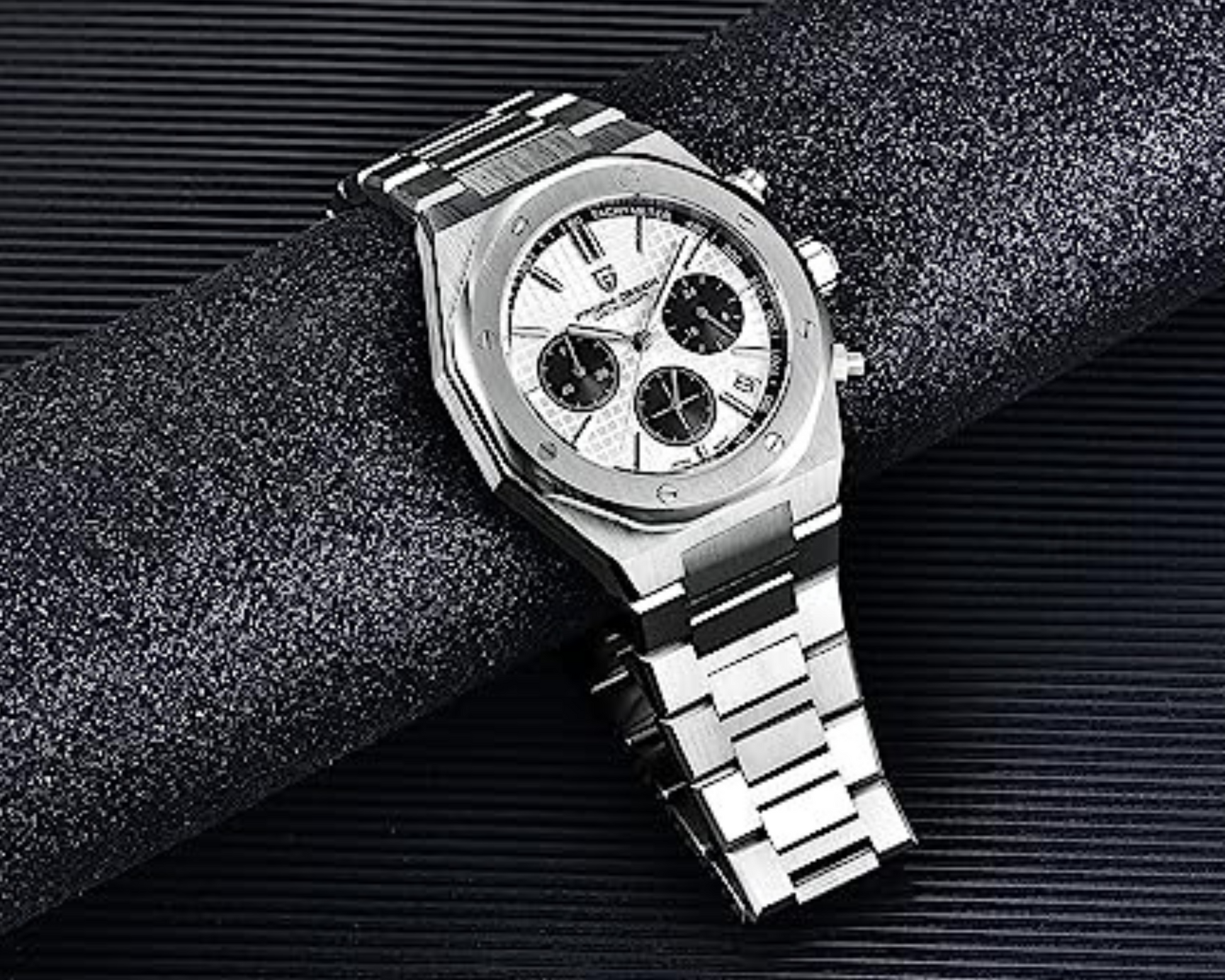Pagani Design PD-1707 Royal Oak Men's 40mm Seiko VK63 Movement Watch 100M Waterproof Sapphire Crystal Stainless Steel Luminous Watch - White Dial