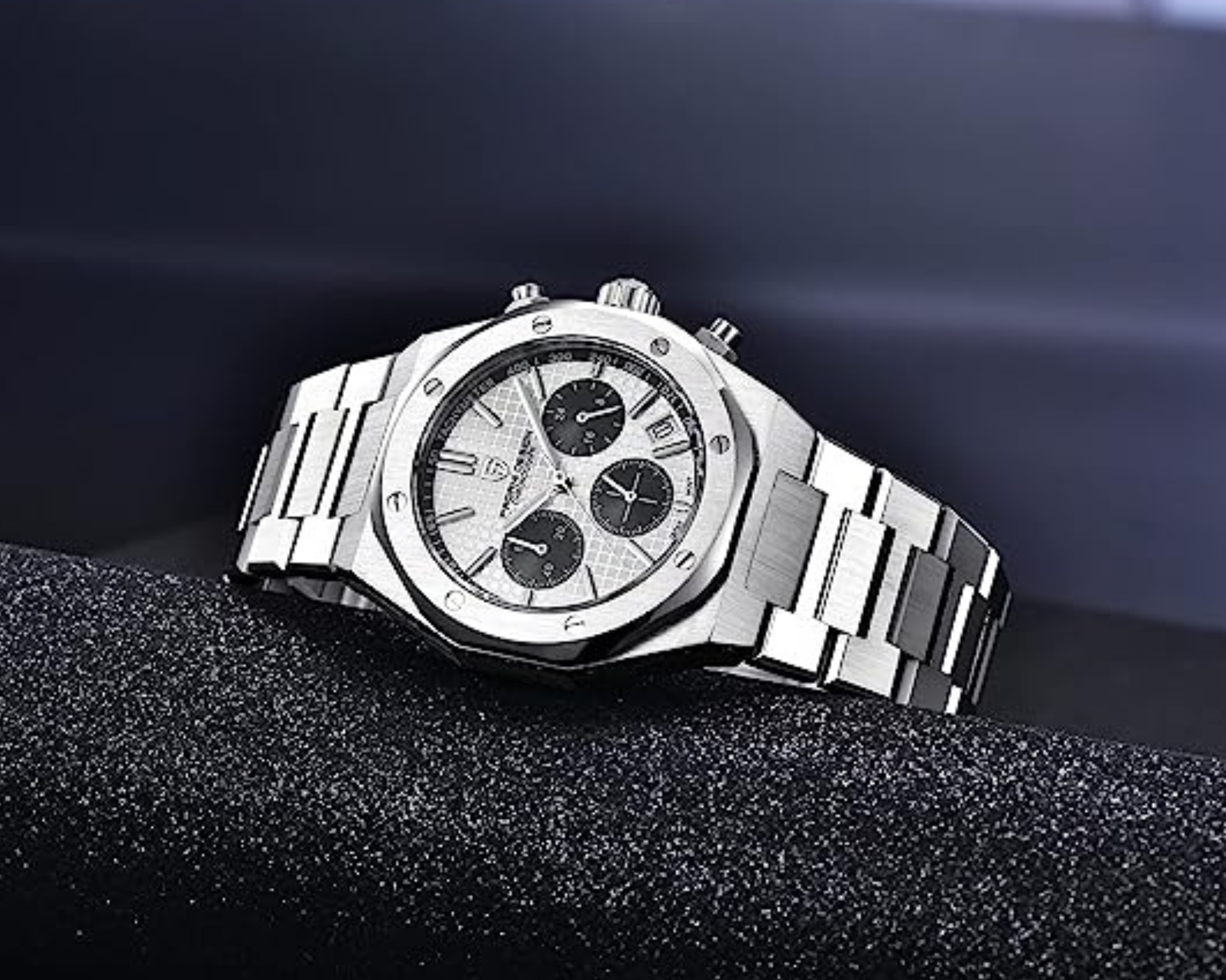Pagani Design PD-1707 Royal Oak Men's 40mm Seiko VK63 Movement Watch 100M Waterproof Sapphire Crystal Stainless Steel Luminous Watch - White Dial