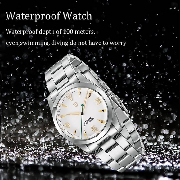 Pagani Design PD-1723 Air King 36 mm 200 m Waterproof PT5000 Automatic Mechanical Watch AR Sapphire crystal Luminous Stainless steel Business Watch - White