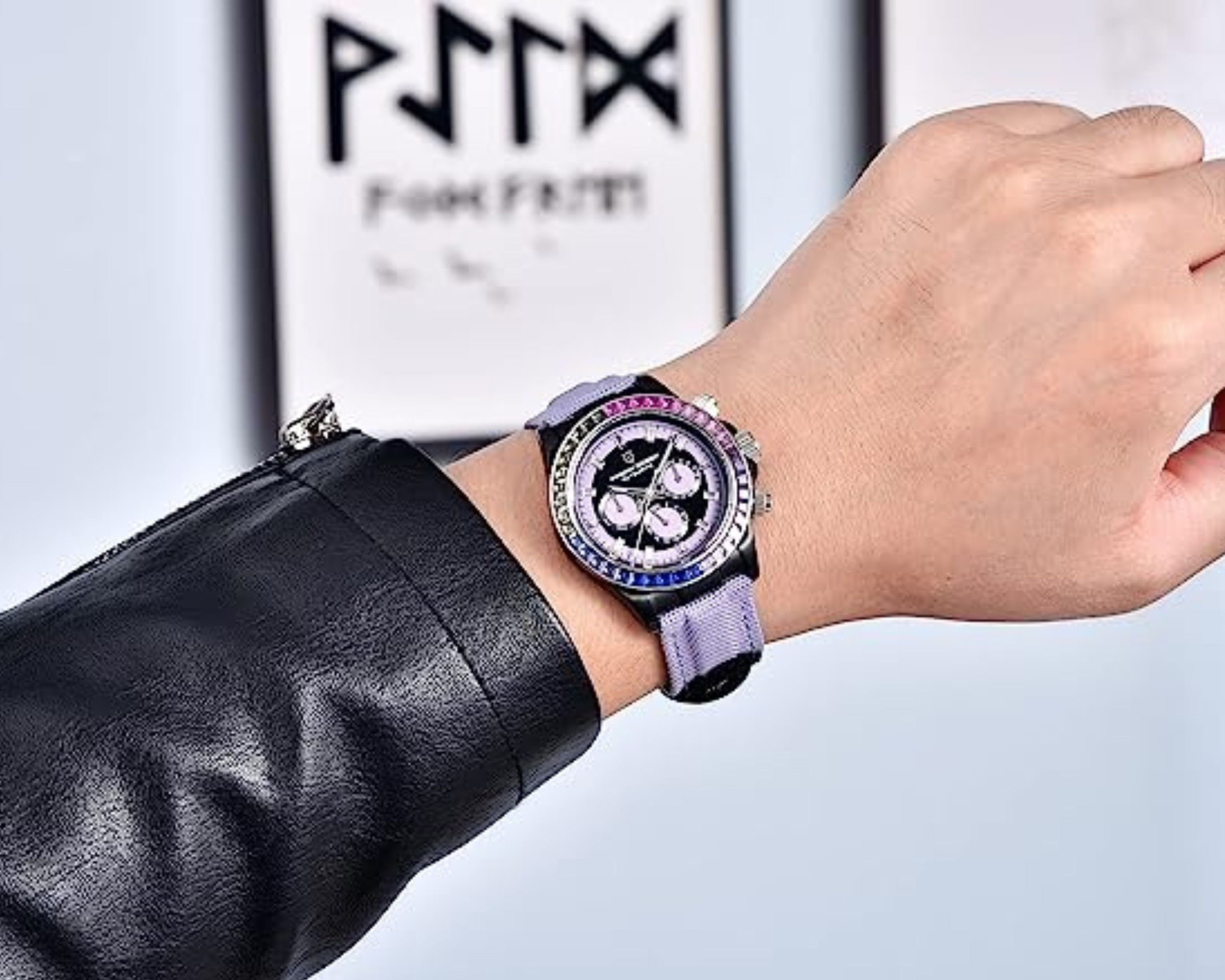 Pagani Design PD-1732 Watches for Men Luxury Automatic Mechanical Watch 40mm Rainbow Bezel Casual Fashion Sport Chronograph Wristwatches Waterproof 200M - Purple