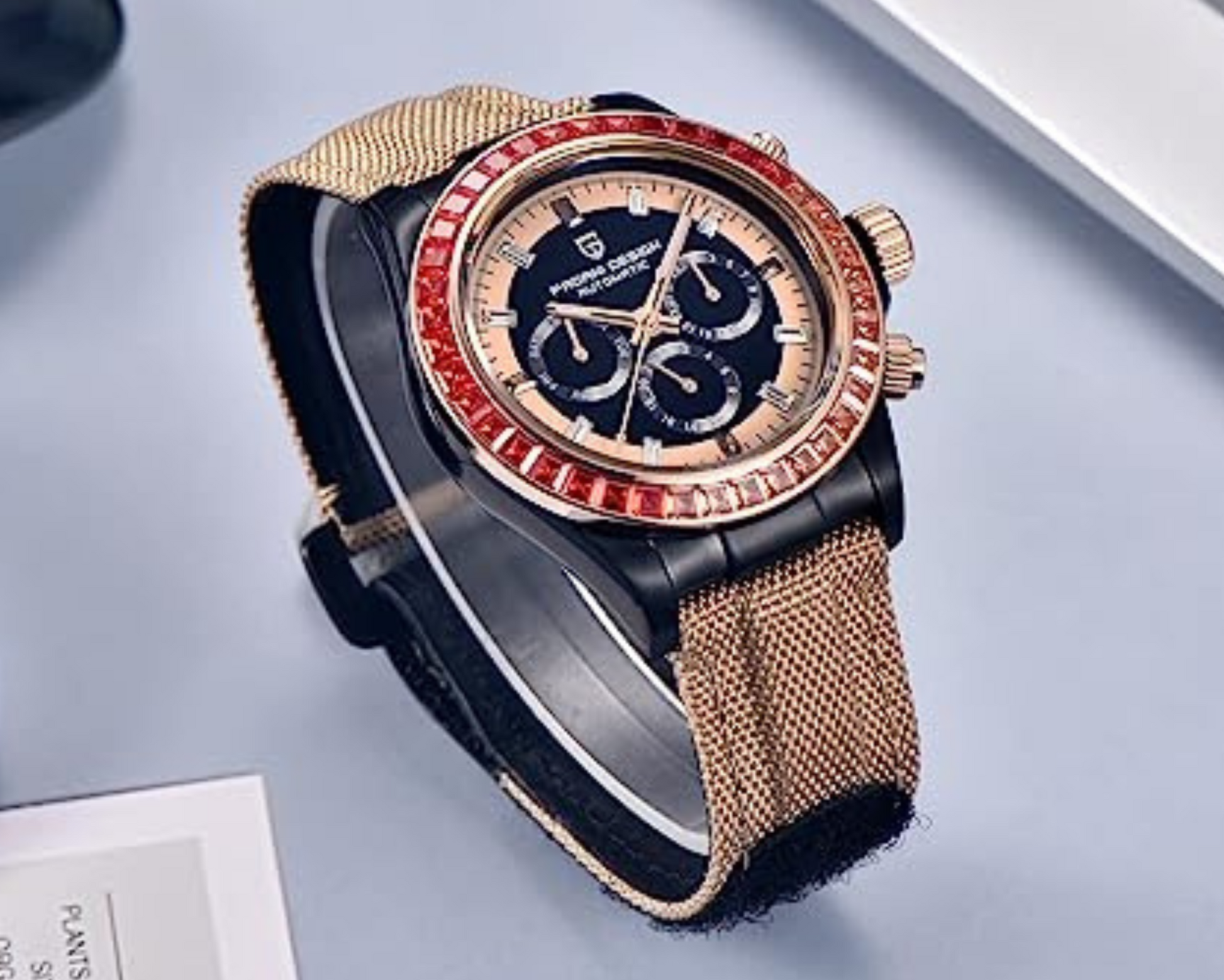 Pagani Design PD-1732 Watches for Men Luxury Automatic Mechanical Watch 40mm Rainbow Bezel Casual Fashion Sport Chronograph Wristwatches Waterproof 200M - Brown
